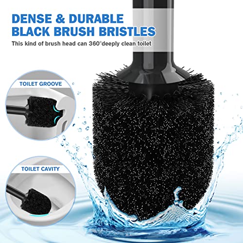 TRENTI Toilet Plunger and Brush with Holder, Bowl Brush and Heavy Duty Toilet Plunger Set for 5.7-inch Toilet Drain, 2-in-1 Bathroom Cleaning Combo with Modern Caddy Stand (Black) - Image 4