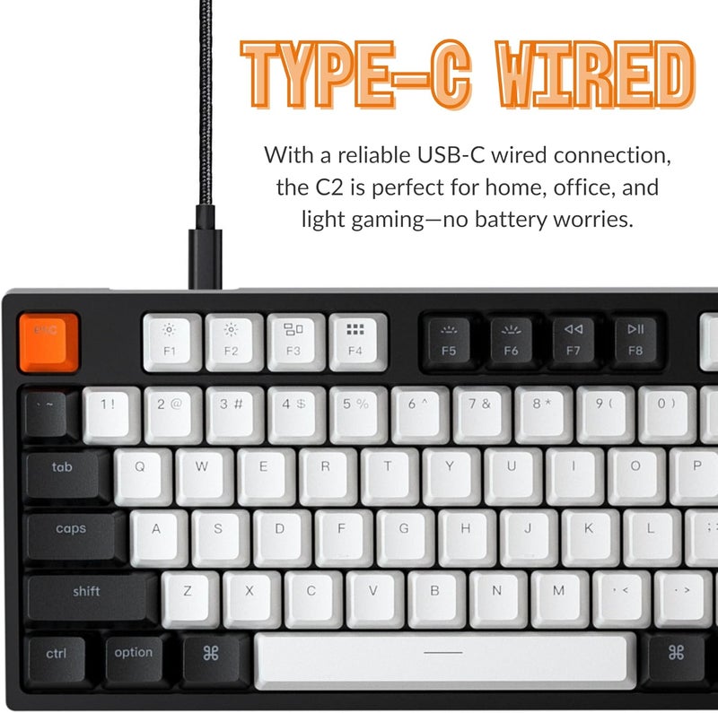 Keychron C2 Full Size 104 Keys USB Type-C Wired Mechanical Gaming Keyboard for Mac Layout, Gateron G Pro Brown Switch/RGB Backlight/Double-Shot ABS keycaps Computer Keyboard for Windows Laptop PC - Image 3