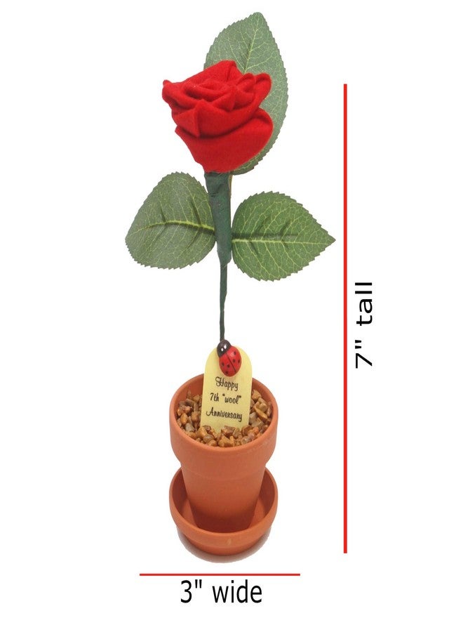 جاست بايبر روزيز JustPaperRoses - هدية مكتبية من الصوف للذكرى السنوية السابعة - أحمر - ورود مكتبية من JustDeskRoses في وعاء من الطين - هدية صوفية مصنوعة يدويًا له أو لها، ديكور للذكرى السنوية السابعة للزواج - Image 3