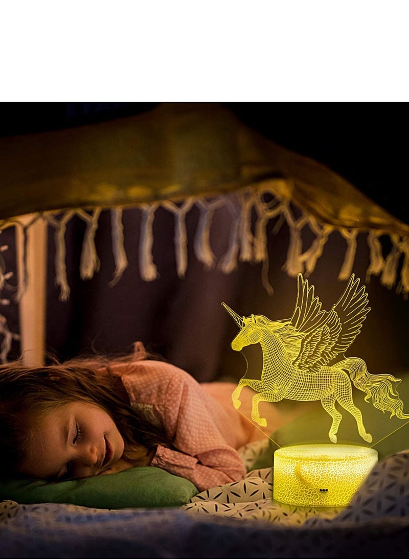 althiqahkey - 4 Patterns 3D Illusion Lamp Star Wars+ Dinosaur Unicorn Owl LED Multicolor Night Light for Kids Room Decor  7/16 Color Change Decor Boys Lamp Gifts Cool Gift for Kids - Image 1