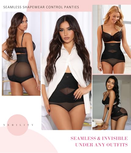 Nebility Womens' Tummy Control High Waist Trainer Body Shaper (US, Alpha, Large, Regular, Regular, Black) - Image 4