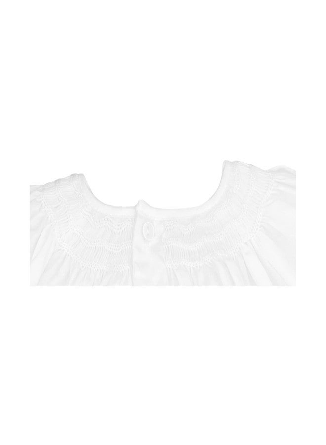 Petit Ami Baby Girls' Daygown with Wave Smocking, Preemie, White - Image 4