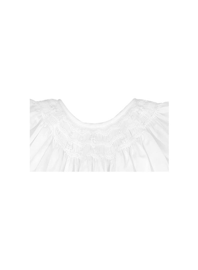 Petit Ami Baby Girls' Daygown with Wave Smocking, Preemie, White - Image 3