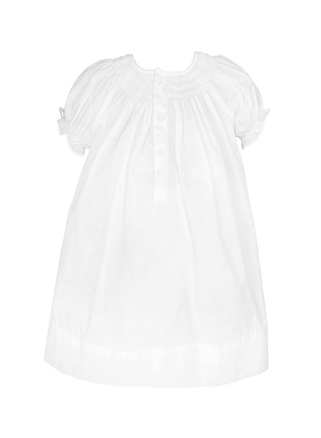 Petit Ami Baby Girls' Daygown with Wave Smocking, Preemie, White - Image 2