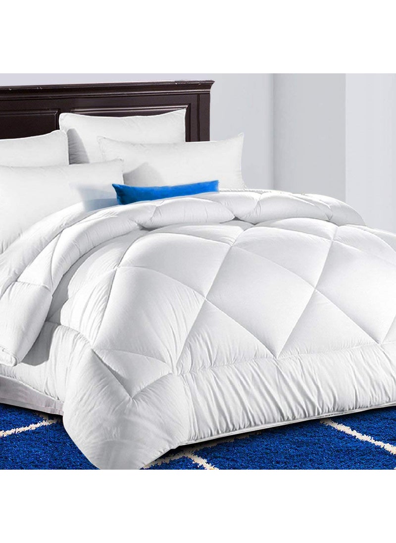 TEKAMON TEKAMON All Season King Comforter Soft Quilted Down Alternative Duvet Insert with Corner Tabs Summer Cooling 2100 Series Luxury Fluffy Reversible Hotel Collection Snow White 88 x 88 inches 