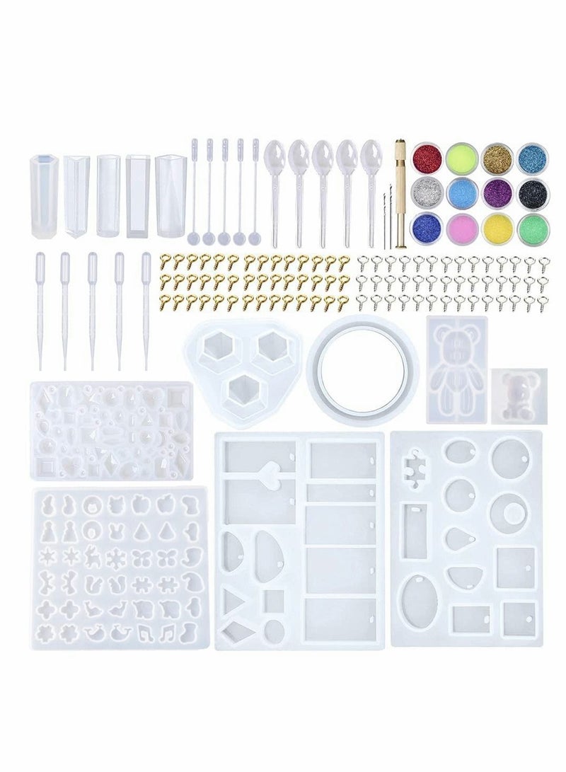 KASTWAVE DIY Jewelry Casting Molds More Than 120 Designs Contains 8 Silicone Jewelry Resin Molds with 70 Designs,1 Earring Molds with 25 Designs,2 Necklace Bear Molds,3 Diamonds Mold 229Pcs - Image 1