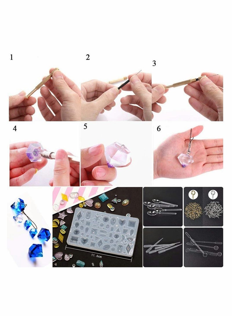 KASTWAVE DIY Jewelry Casting Molds More Than 120 Designs Contains 8 Silicone Jewelry Resin Molds with 70 Designs,1 Earring Molds with 25 Designs,2 Necklace Bear Molds,3 Diamonds Mold 229Pcs - Image 5