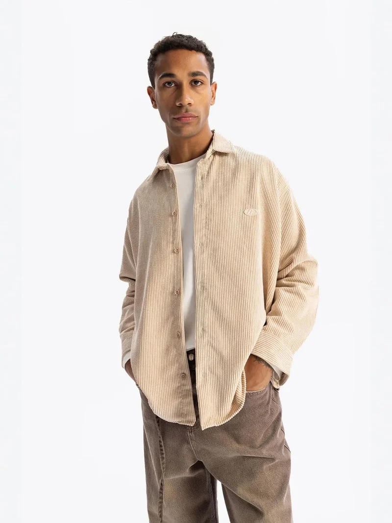 Giesto GIESTO Oversized Velvet Shirt