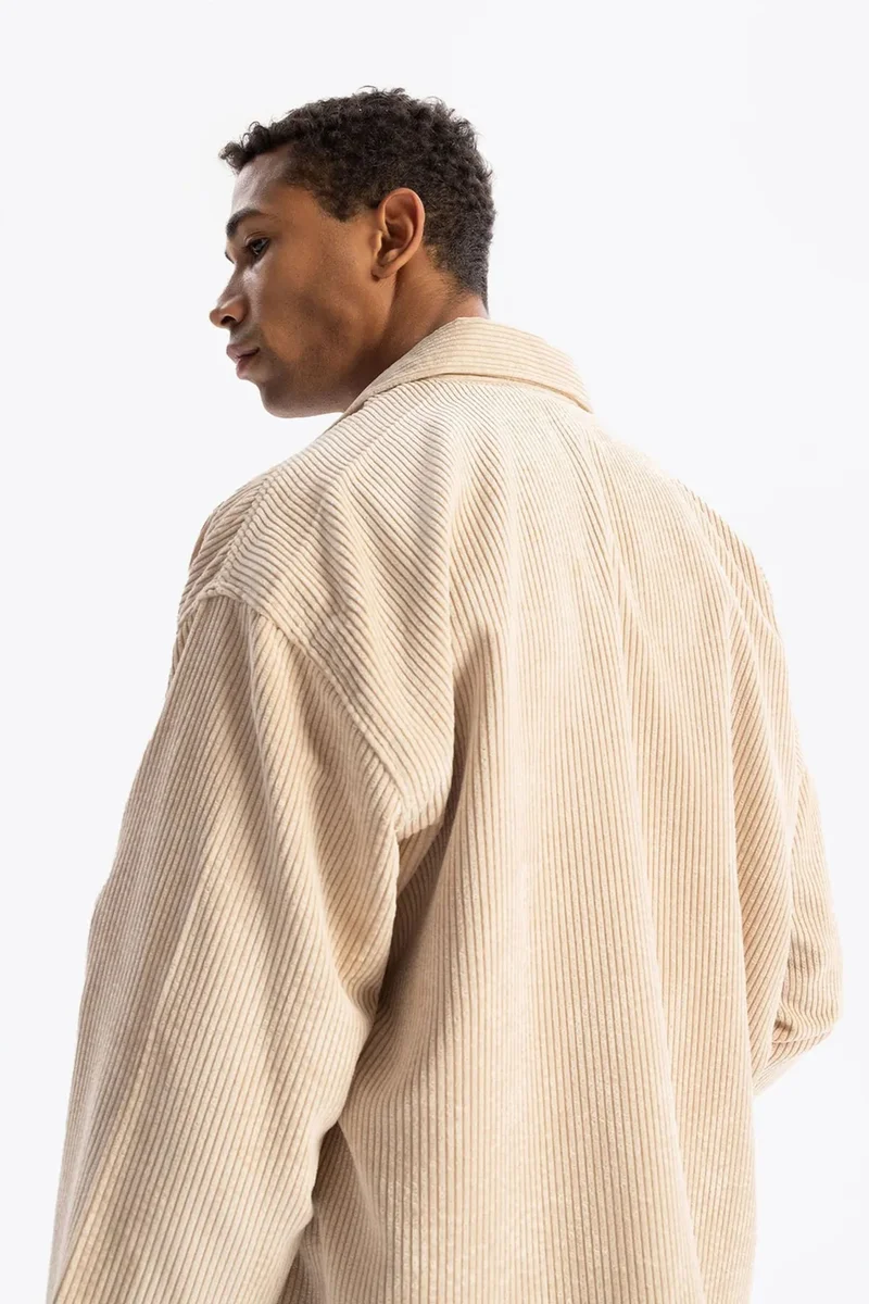 Giesto Beige Natural GIESTO Oversized Velvet Shirt for Men | Best Price UAE