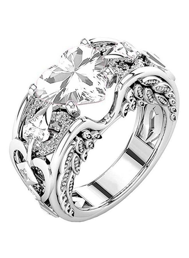 Princess Heart Shape Diamond Ring – Sterling Silver Natural Birthstone Gemstone, Diamond-Color Heart-Shaped Design, Wedding Engagement Ring, EU Size 58 - Image 1