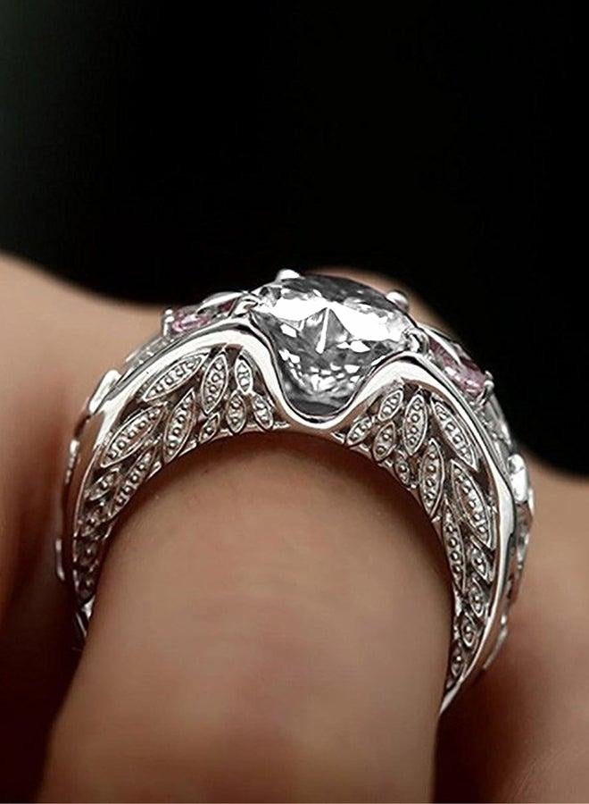 Princess Heart Shape Diamond Ring – Sterling Silver Natural Birthstone Gemstone, Diamond-Color Heart-Shaped Design, Wedding Engagement Ring, EU Size 58 - Image 2