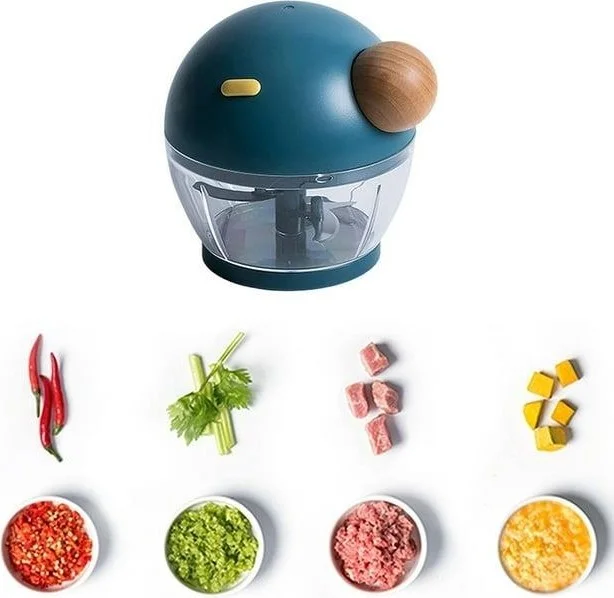 Valkyrie 500ML Rondo Bamboo Handle 3 Blade Meat Vegetable Chopper Manual Hand Rondo Blue