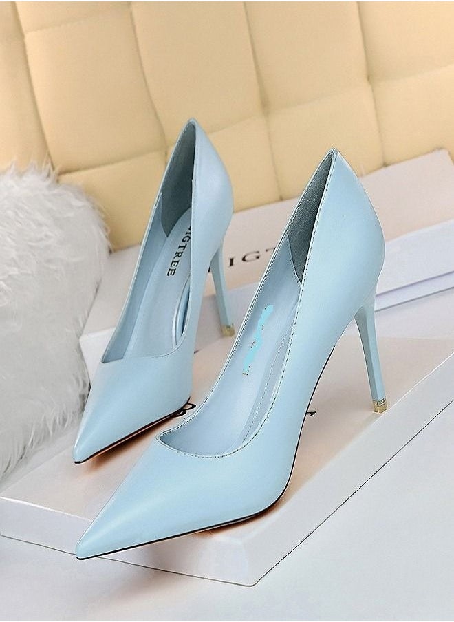 BIGTREE Fashion Simple High Heels 7.5CM Blue 