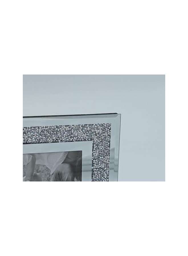 The Bros Silver Crushed Jewel Mirror Glass Photo Frame Diamand Crystal Picture Frame Wedding Family Photo Frame 8x6 photo frame (20cm x 15cm) - Image 4