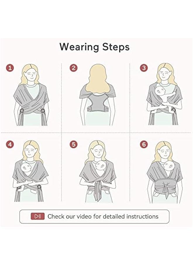Gonice Baby Wrap Carrier Slings, Easy to Wear Infant Carrier Slings for Babies Girl and Boy, Adjustable Baby Carriers for Newborn up to 50 lbs (Black)  - Image 2