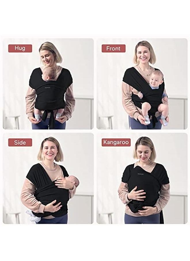 Gonice Baby Wrap Carrier Slings, Easy to Wear Infant Carrier Slings for Babies Girl and Boy, Adjustable Baby Carriers for Newborn up to 50 lbs (Black)  - Image 3