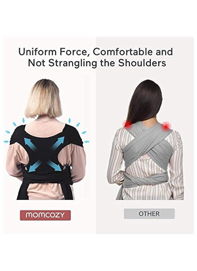 Gonice Baby Wrap Carrier Slings, Easy to Wear Infant Carrier Slings for Babies Girl and Boy, Adjustable Baby Carriers for Newborn up to 50 lbs (Black)  - Image 4