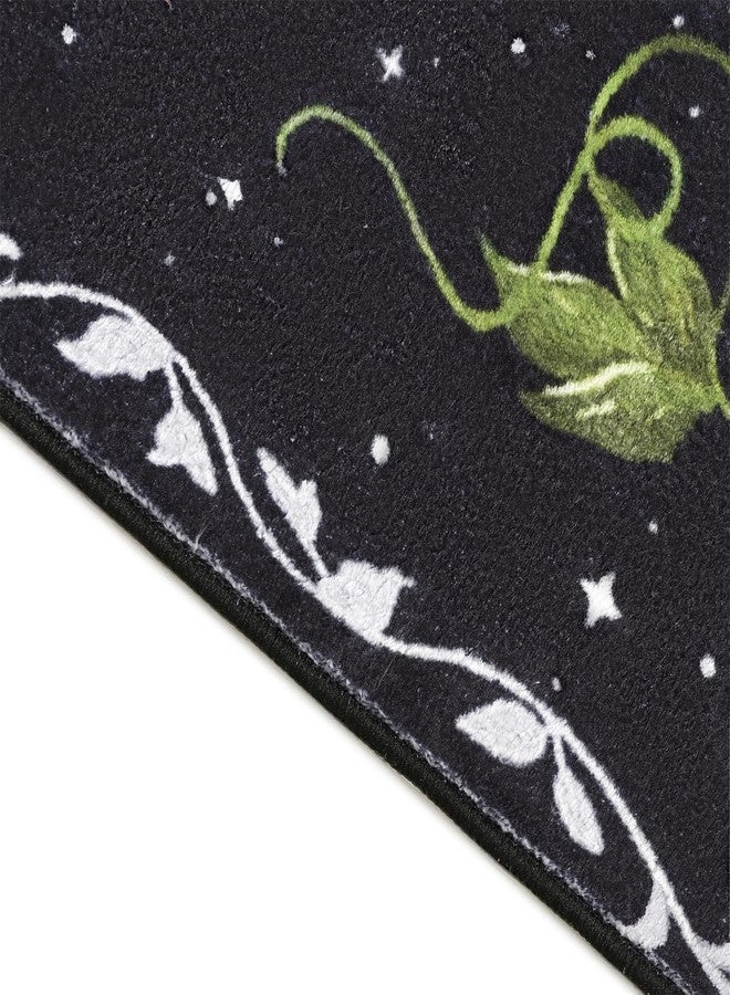 Ouyattle Ultra Thin Moody Black Floral Rugs Washable, Boho Cute Aesthetic Bedroom Rugs Dorm Carpet Indie Moon Phase Room Decor, Vintage Botanical Butterfly 5x7 Area Rug for Dining Living Room Kitchen Entryway - Image 5