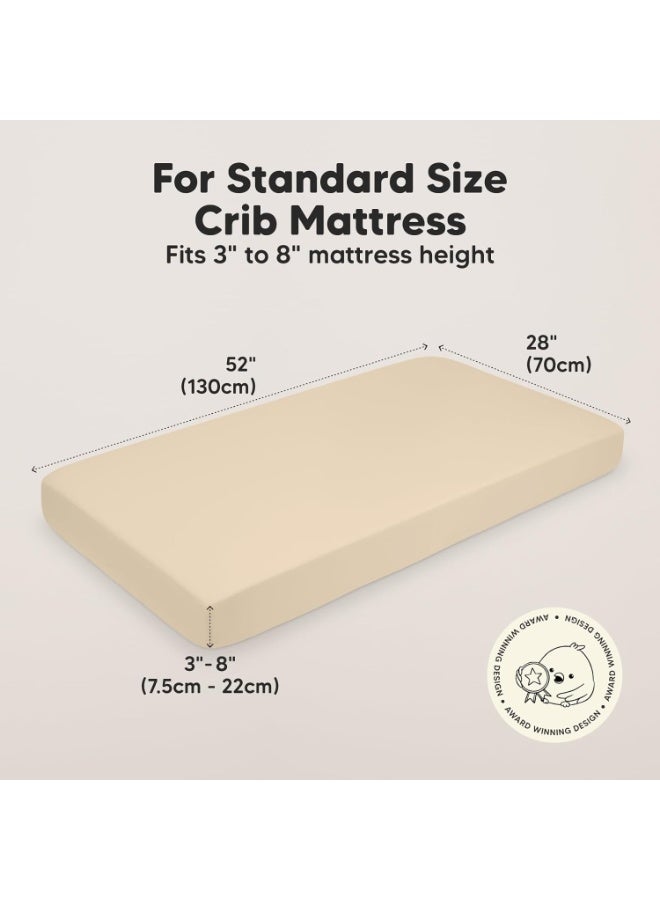 KeaBabies 2-Pack Baby Crib Sheets for Boys, Girls - 52x28 Viscose Derived from Bamboo Toddler Bed Sheets Neutral, Fitted Crib Mattress Cover for Standard Baby Bedding, Soft & Cozy (Khaki) - Image 2