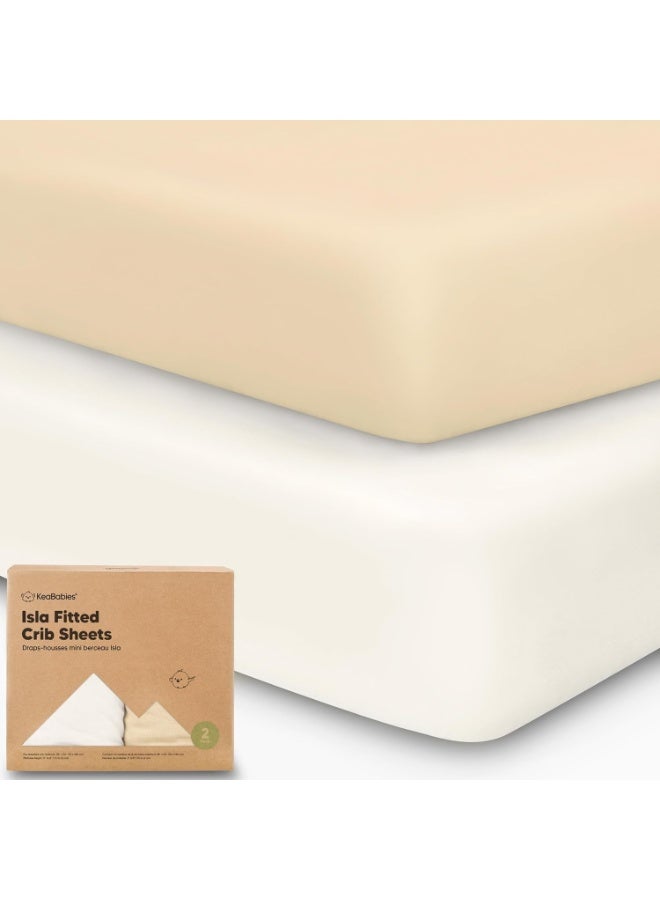 KeaBabies 2-Pack Baby Crib Sheets for Boys, Girls - 52x28 Viscose Derived from Bamboo Toddler Bed Sheets Neutral, Fitted Crib Mattress Cover for Standard Baby Bedding, Soft & Cozy (Khaki) - Image 1