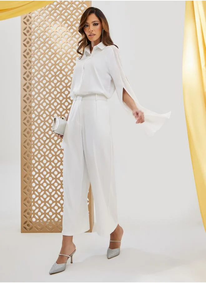 ستايلي Embellished Cape Sleeve Regular Fit Shirt