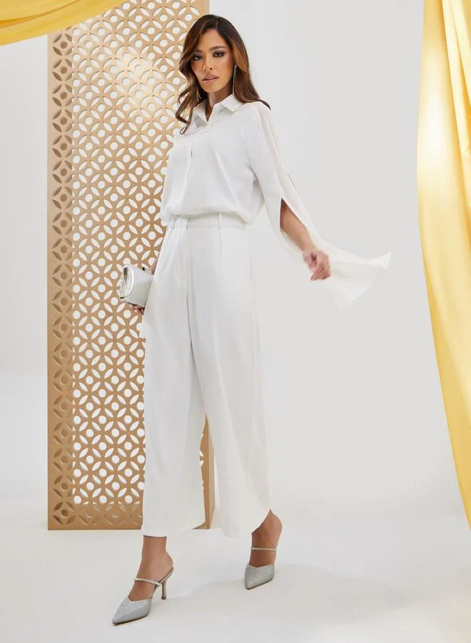 Styli Embellished Cape Sleeve Regular Fit Shirt