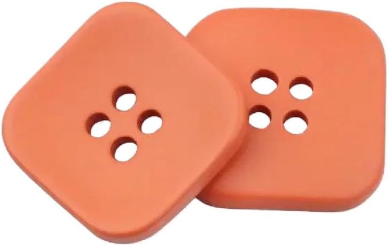 Buttons,Metal Buttons, Buttons 10pcs/lot Resin Button Square Round Colorful Children for 18/21/25/28/30mm Sewing Clothing DIY Craft(Square Orange,25mm) - Image 1