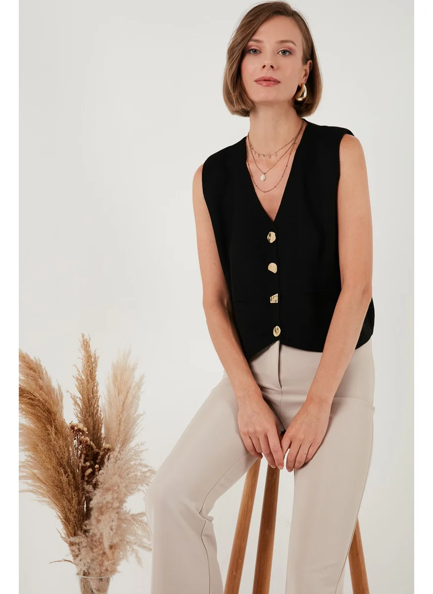 Lela V Neck Buttoned Knitted Vest Women's Vest 4616177