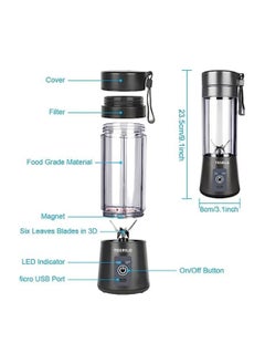 TEGRILO Portable Blenders Mini USB Electric Fruit Juicer Used for Shakes and Smoothies, 6 Blades Handheld Machine for Home and Office With its 380ml Personal Sized Cup  - Image 2