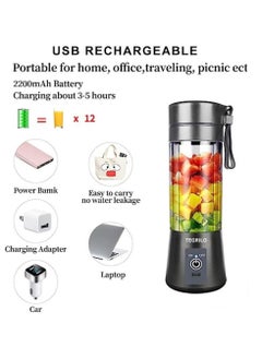 TEGRILO Portable Blenders Mini USB Electric Fruit Juicer Used for Shakes and Smoothies, 6 Blades Handheld Machine for Home and Office With its 380ml Personal Sized Cup  - Image 3