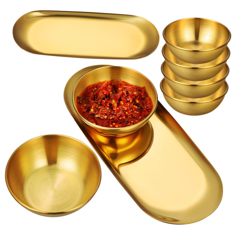 6Pcs Stainless Steel Sauce Bowls Small Sushi Soy Sauce Dishes Condiment Serving Trays - Image 2