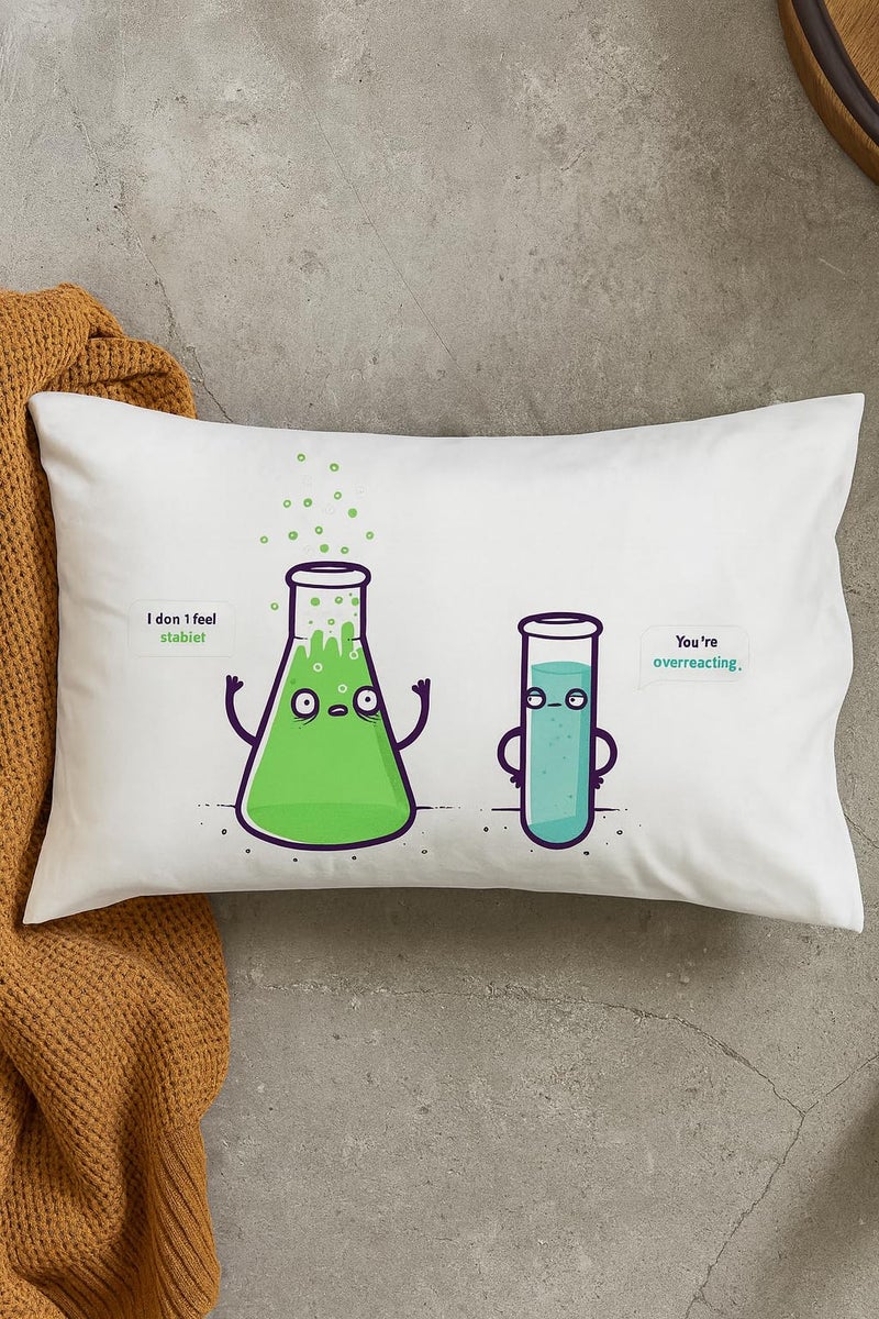 Hat Shark Overreacting Funny Chemistry Beaker Chemicals Don't Feel Stable - Pillow Case Single Pillowcase - Gifts for Him, for Her, for Boys, for Girls, for Husband, for Wife, for Them, for Men, for Women, - Image 3