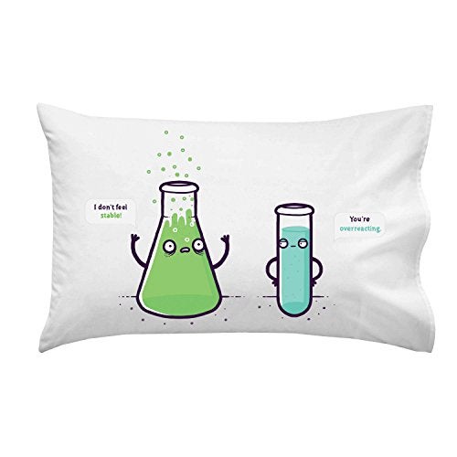 Hat Shark Overreacting Funny Chemistry Beaker Chemicals Don't Feel Stable - Pillow Case Single Pillowcase - Gifts for Him, for Her, for Boys, for Girls, for Husband, for Wife, for Them, for Men, for Women, - Image 1