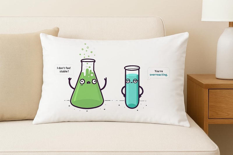 Hat Shark Overreacting Funny Chemistry Beaker Chemicals Don't Feel Stable - Pillow Case Single Pillowcase - Gifts for Him, for Her, for Boys, for Girls, for Husband, for Wife, for Them, for Men, for Women, - Image 4