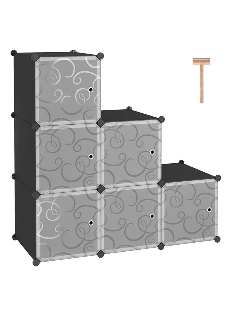 DubaiGallery 6 Cube Double Plastic Modular Storage Closet Organizer Cabinet Shoe Rack Cabinet Cube  - Image 1