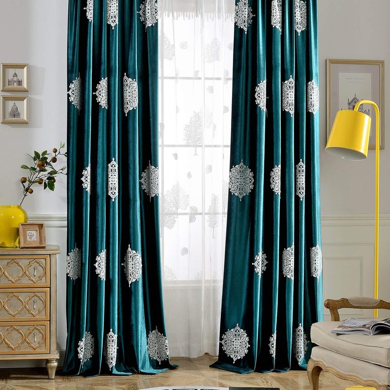 Blackout Velvet Curtains, 52x96 inch, 2 Panels, Dark Blue - Image 1