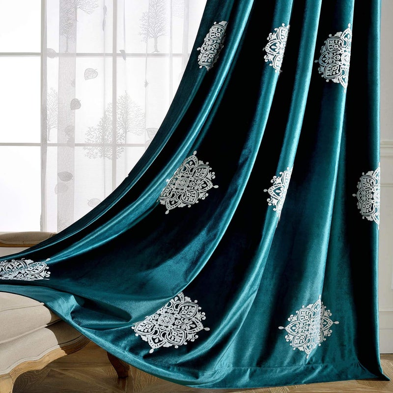Blackout Velvet Curtains, 52x96 inch, 2 Panels, Dark Blue - Image 3