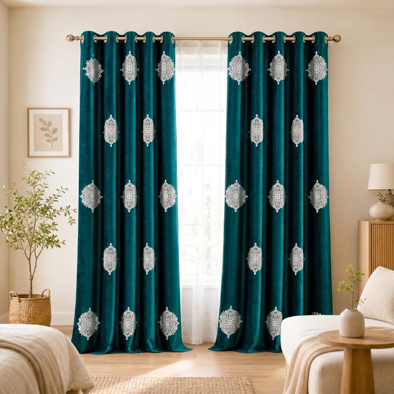 Blackout Velvet Curtains, 52x96 inch, 2 Panels, Dark Blue - Image 2