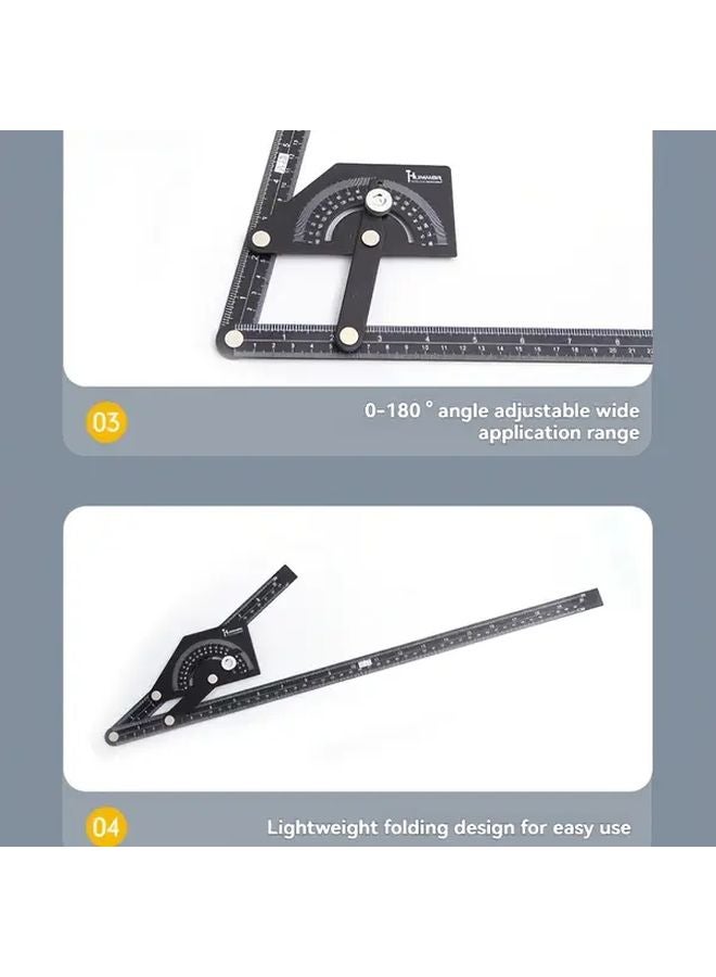230x500mm Aluminum Alloy Heavy Duty Protractor with Bubble Level and Degree Scale - Image 4