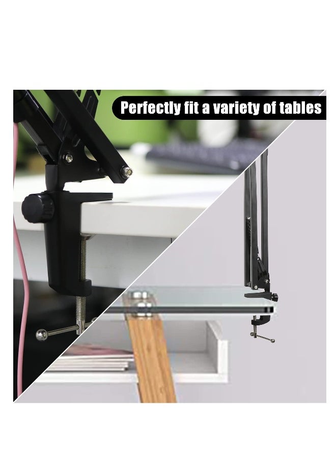 Table Mount Clamp for Mic, Professional Mic Table Clamp, Boom Arm Clamp for Microphone Arm Stand with Adjustable Screw, Die-cast Aluminum Microphone Clamp, the Maximum Gap is 55mm/2.16in
