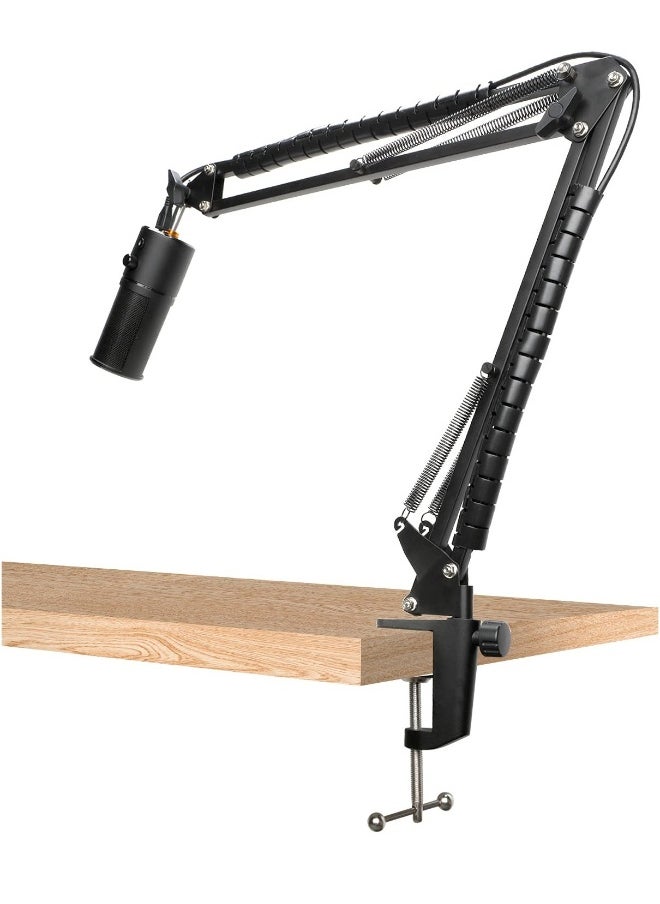 Table Mount Clamp for Mic, Professional Mic Table Clamp, Boom Arm Clamp for Microphone Arm Stand with Adjustable Screw, Die-cast Aluminum Microphone Clamp, the Maximum Gap is 55mm/2.16in