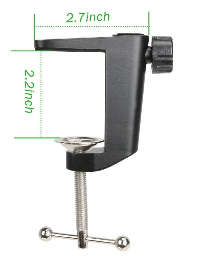Table Mount Clamp for Mic, Professional Mic Table Clamp, Boom Arm Clamp for Microphone Arm Stand with Adjustable Screw, Die-cast Aluminum Microphone Clamp, the Maximum Gap is 55mm/2.16in