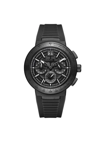 CERRUTI 1881 Men's Filiano 42mm Black Dial Silicone Strap Multifunction Watch For Men