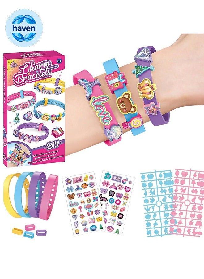 HAVEN DIY Tharm Bracelet Making Kit for Girls, Bracelet Making Kit with Colour Bracelet/Stickers, DIY Arts and Crafts Gifts Toys for Kids 6+ Years, DIY Handmade Toys Gifts - Image 1