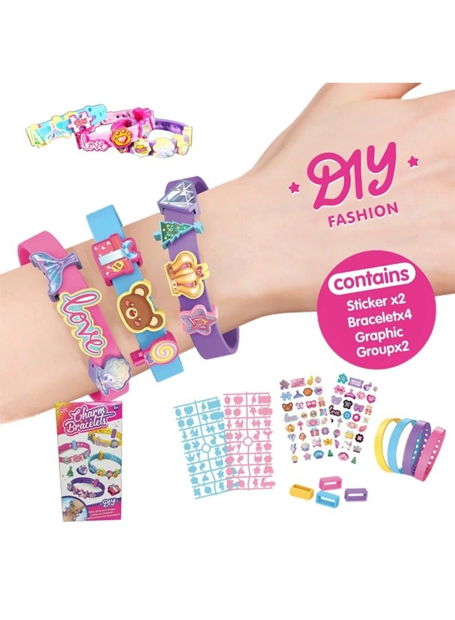 HAVEN DIY Tharm Bracelet Making Kit for Girls, Bracelet Making Kit with Colour Bracelet/Stickers, DIY Arts and Crafts Gifts Toys for Kids 6+ Years, DIY Handmade Toys Gifts - Image 4