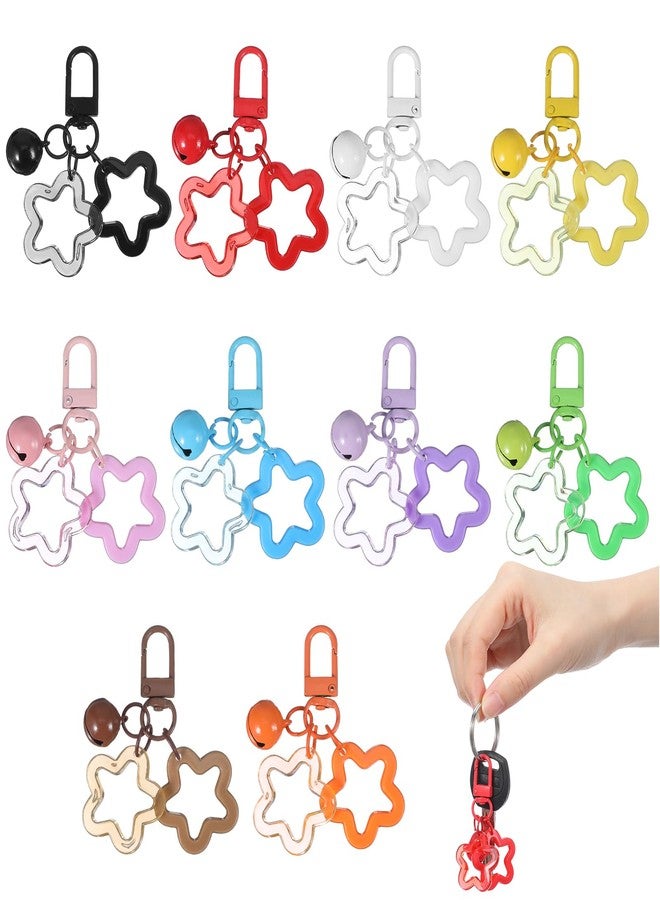 سلسلة مفاتيح على شكل نجمة من ValueBargain، 10 قطع، حلقات مفاتيح لطيفة للنساء والفتيات، للمفاتيح والحقائب والمحافظ (10 ألوان) - Image 1