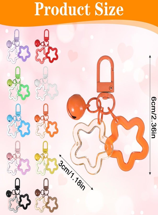 سلسلة مفاتيح على شكل نجمة من ValueBargain، 10 قطع، حلقات مفاتيح لطيفة للنساء والفتيات، للمفاتيح والحقائب والمحافظ (10 ألوان) - Image 3