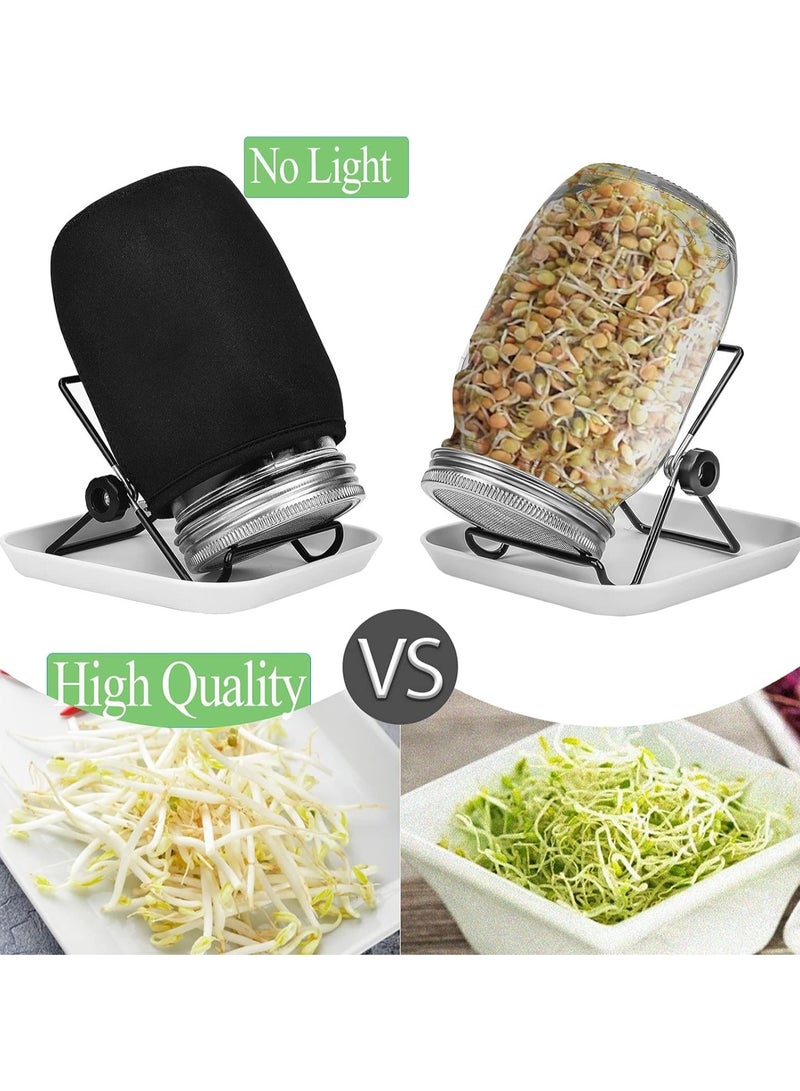 غينيا موجة الإنبات عدة ، 2 قطعة الإنبات عدة ، 2 فتحة واسعة أربعة زاوية ميسون جرة ، مع 304 الفولاذ المقاوم للصدأ الشاشة الإنبات تغطية 86mm العيار ، مع صينية ، قوس ، التظليل حقيبة فرشاة ، براعم الفاصوليا - Image 3