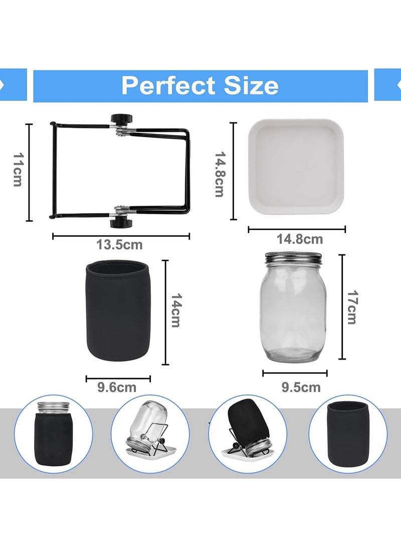 غينيا موجة الإنبات عدة ، 2 قطعة الإنبات عدة ، 2 فتحة واسعة أربعة زاوية ميسون جرة ، مع 304 الفولاذ المقاوم للصدأ الشاشة الإنبات تغطية 86mm العيار ، مع صينية ، قوس ، التظليل حقيبة فرشاة ، براعم الفاصوليا - Image 4