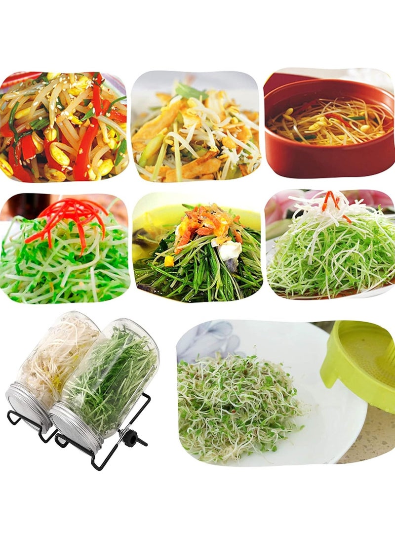 غينيا موجة الإنبات عدة ، 2 قطعة الإنبات عدة ، 2 فتحة واسعة أربعة زاوية ميسون جرة ، مع 304 الفولاذ المقاوم للصدأ الشاشة الإنبات تغطية 86mm العيار ، مع صينية ، قوس ، التظليل حقيبة فرشاة ، براعم الفاصوليا - Image 5